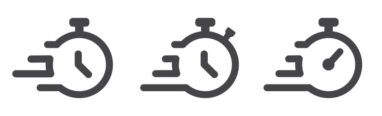 Timer icons. Speed Time Icon set. Fast stopwatch. Fast delivery symbol. Vector illustration
