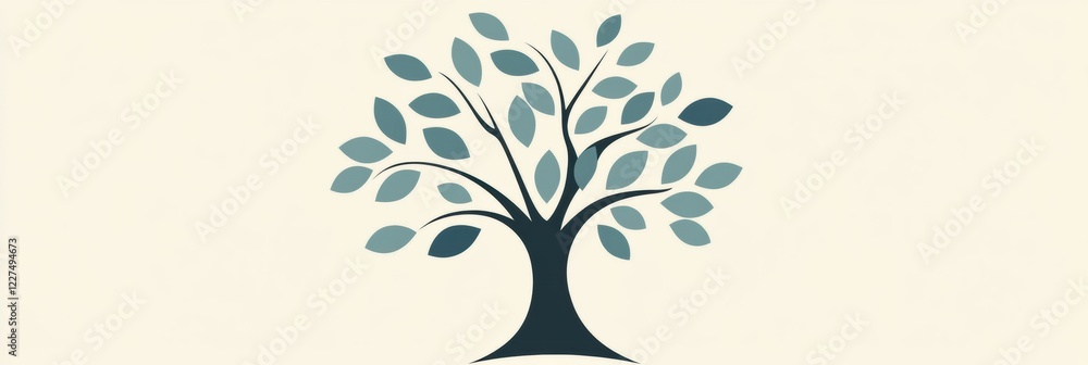 Leinwandbilder icon representing a tree with branches and green leaves, symbolizing nature and growth. generative a