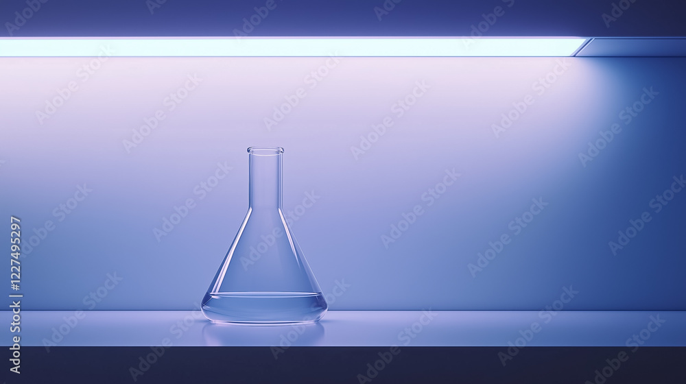 Poster a minimalist laboratory setting features a clean bench illuminated by even fluorescent light. a sing