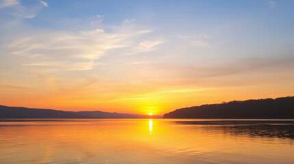 sunset over the river
