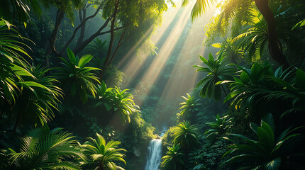 sun rays in the forest