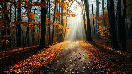 alley in the autumn park