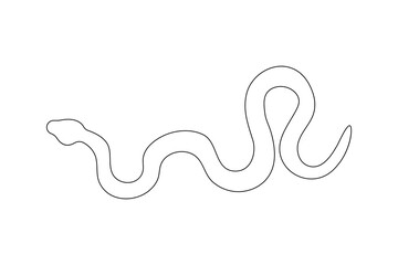 Obraz premium Snake one line drawing of minimalist vector icon with black and white background 