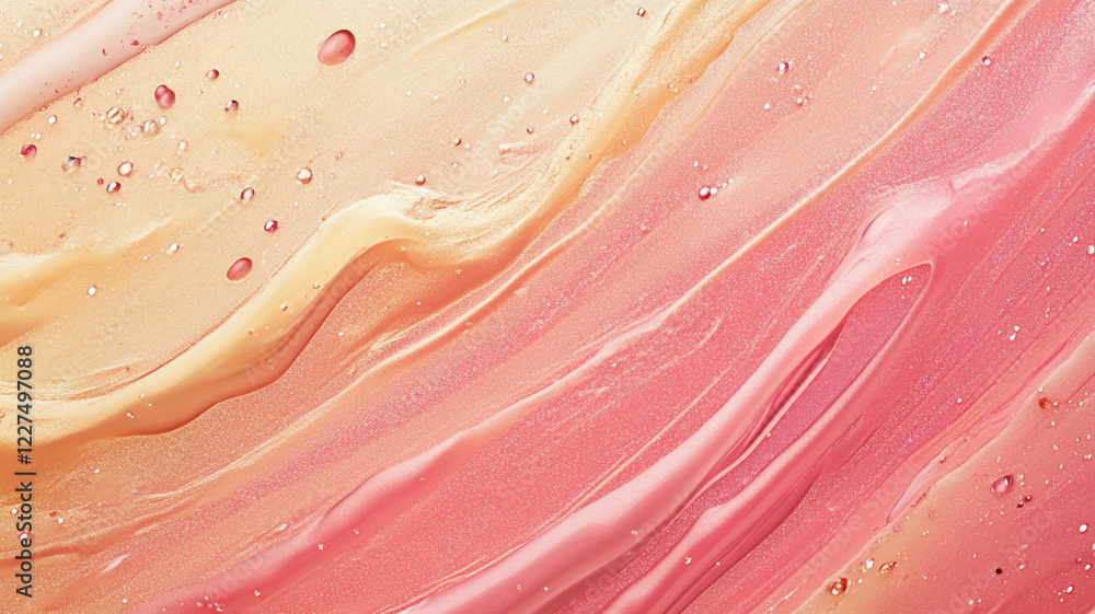 Poster abstract swirls of pastel colors with water droplets, creating a soft and textured background