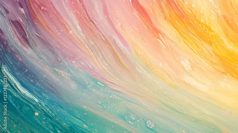 Poster abstract colorful wave patterns blending seamlessly, evoking a sense of tranquility and creativity