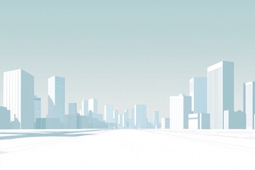 Obraz premium Minimalist city skyline with modern buildings under a clear sky, depicting urban tranquility
