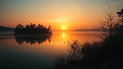 sunset on the river