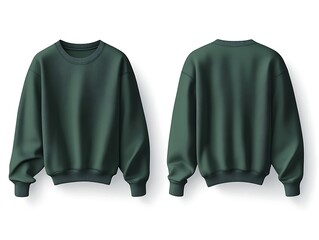 Mockup of a dark green sweatshirt front and back view