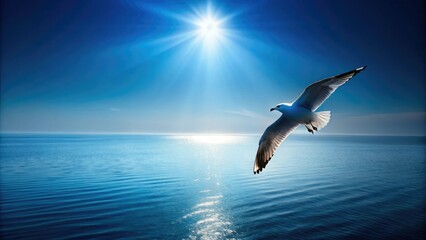 Soaring Seagull Silhouette Against Gradient