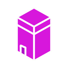 Purple Cube Structure with White Outline Design