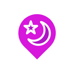 Purple Star Moon Pin icon Islamic symbol graphic