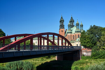 Steel structure of the bridge over the Warta River in the city of Poznan