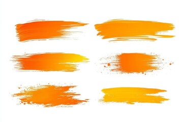 A vibrant composition of six orange brush strokes.