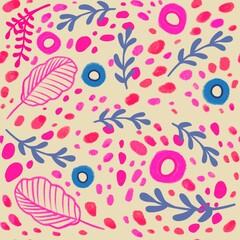 Modern botany elements seamless pattern illustration
