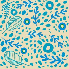 Modern botany elements seamless pattern illustration
