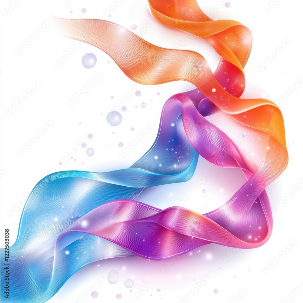 Aufkleber colorful, flowing ribbons swirl gracefully against a light backdrop, creating a vibrant and dynamic 