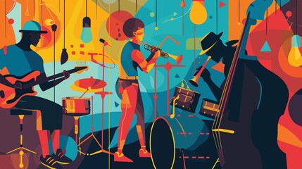 Vibrant Jazz Festival Flat Vector Design