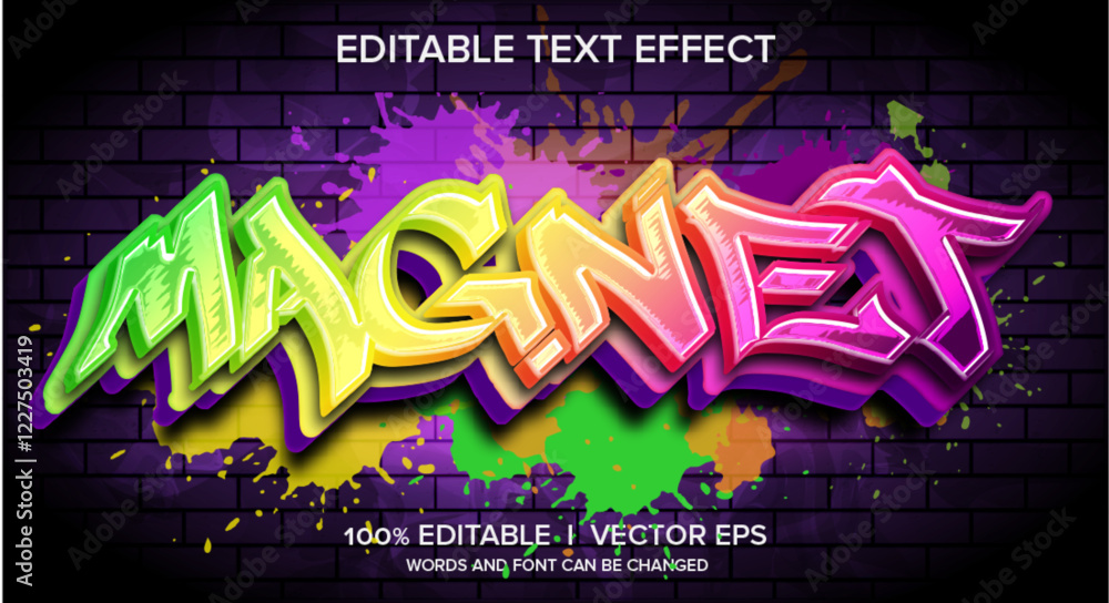 Aufkleber magnet vector text effect with modern style design