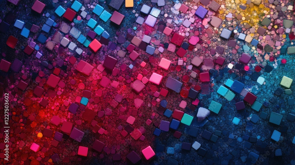 Poster A macro shot of digital screen pixels arranged in an intricate RGB pattern, capturing the clarity and precision of modern display technology