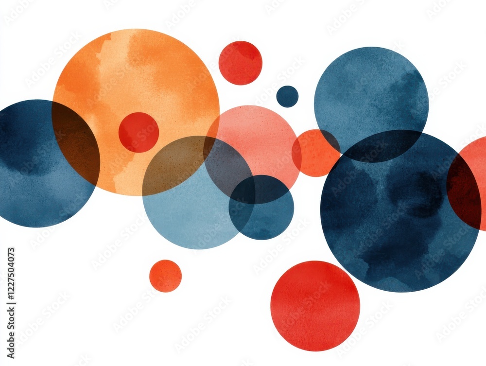 Aufkleber a vibrant arrangement of watercolor circles in various colors, creating a dynamic and artistic compo