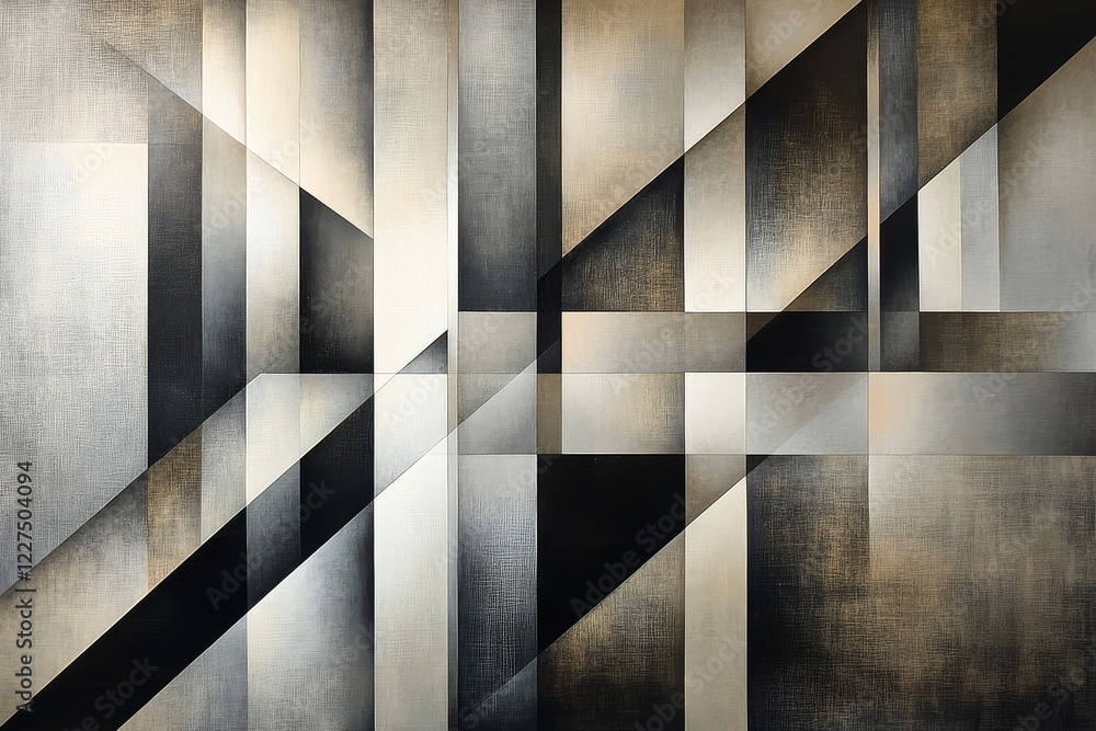 Poster depth and architectural elements in abstract art.