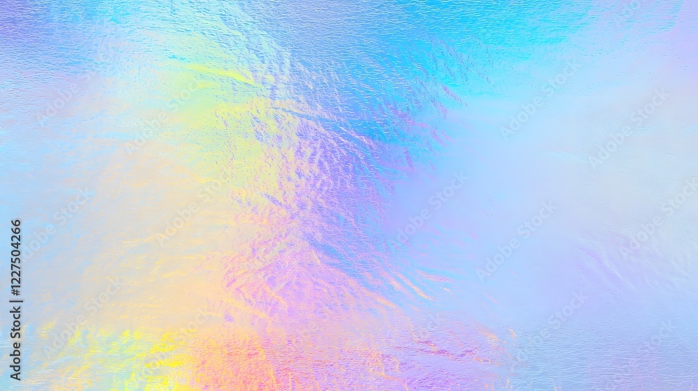 Poster Mesmerizing holographic rainbow foil texture with smooth fluid reflections vibrant prismatic colors and a futuristic abstract aesthetic  Captivating light diffusion creates a mesmerizing