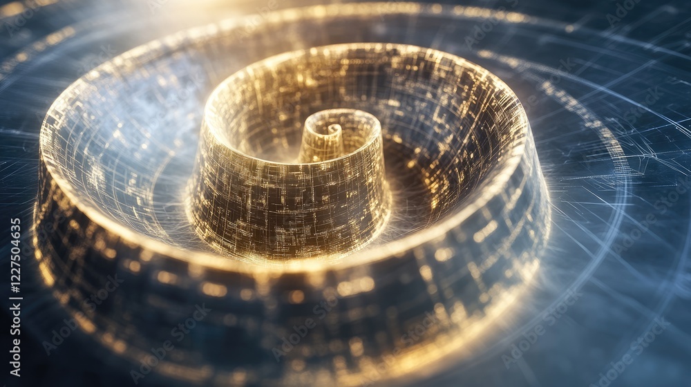 Fototapete a mathematical equation morphing into golden spirals, fractals, and geometric shapes, showcasing the