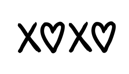 Greeting lettering xo hugs and kisses letter hand drawn grunge graffiti phrase. Ink pastel charcoal collection. 