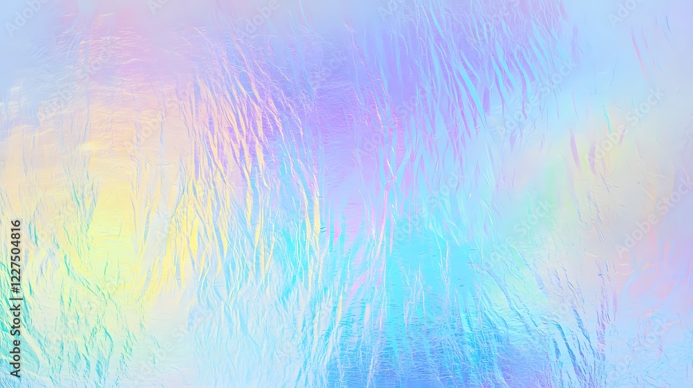 Poster mesmerizing holographic rainbow foil texture with smooth fluid reflections vibrant prismatic colors 