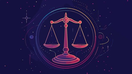 Law and Justice Legal Scale Flat Vector Illustration