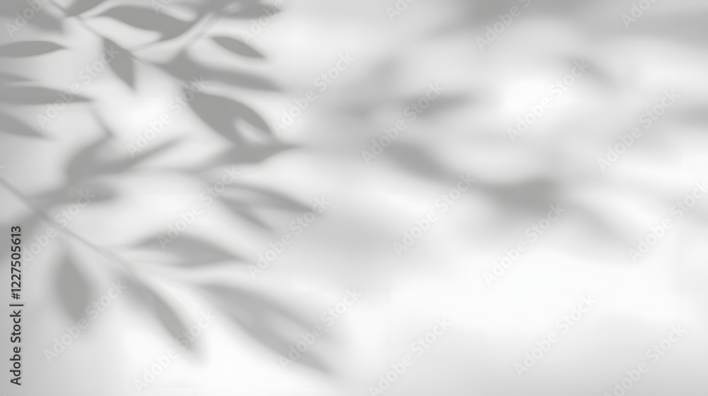 Poster subtly captivating abstract composition of organic leaf shadows harmoniously blending onto a serene 