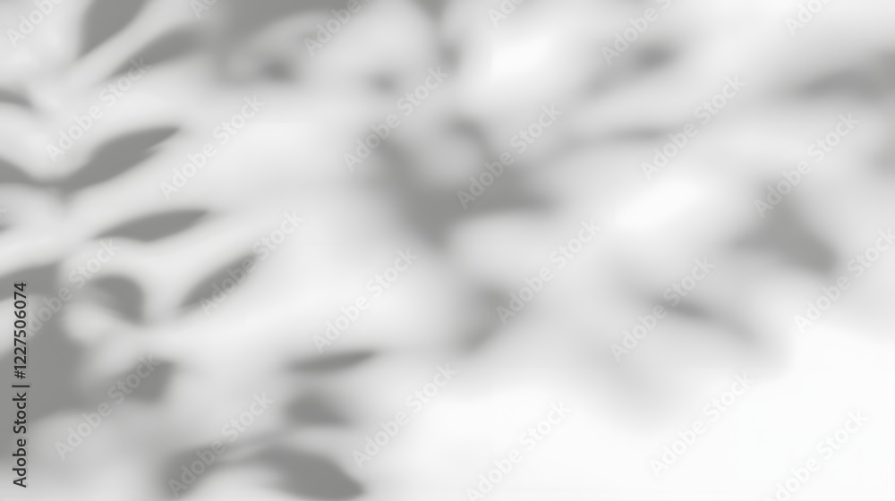 Poster Minimalist natural tree leaves shadow overlay on a clean white wall background featuring smooth soft edges and an interplay of light and shadow evoking a tranquil and elegant atmosphere