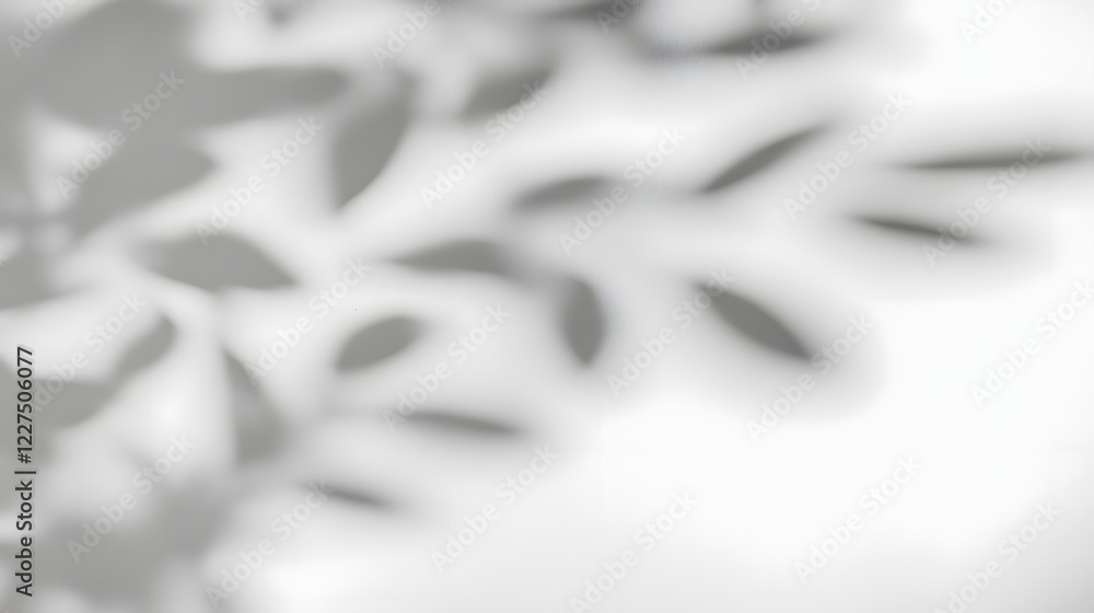 Fototapete minimalist natural tree leaves shadow overlay on a clean white wall background featuring smooth soft