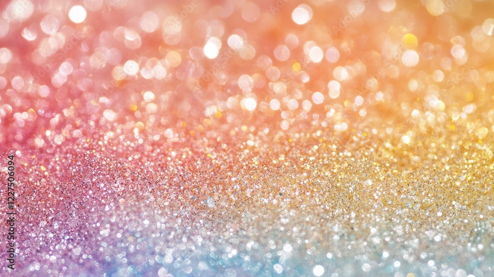 Poster a high-resolution overlay of dusty glitter and rainbow bokeh effects, designed to add a magical and 