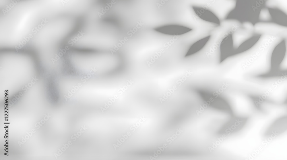 Poster Minimalist Natural Tree Leaves Shadow Overlay on a Clean White Wall Background Featuring Smooth Soft Edges and an Interplay of Light and Shadow Evoking a Tranquil and Elegant Atmosphere