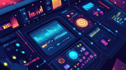 Obraz premium Business strategy flat design top view futuristic technology theme cartoon drawing colored pastel. 