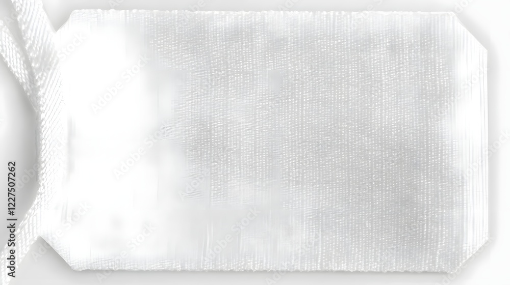 Aufkleber Minimalist white blank clothing tag or label with smooth edges and subtle shadows on a clean bright white background creating a professional versatile design element for fashion branding