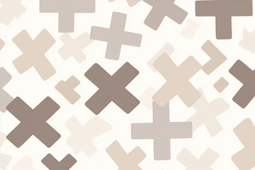 Abstract pattern featuring various oversized crosses in muted tones on a light background, ideal for design
