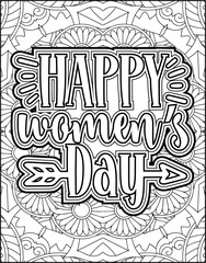 International Women's Day Quote Coloring Page. Happy Women's Day Motivational Quote Coloring Page.