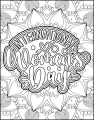 International Women's Day Quote Coloring Page. Happy Women's Day Motivational Quote Coloring Page.