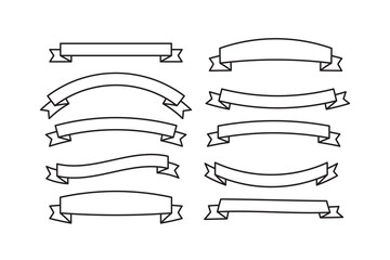 minimal Vector Ribbon Banners. Set of Ribbons Banners with Label, Tag and Quality Badges.isolated on white background. Ribbon Banner in modern simple flat design