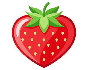 strawberry heart shape isolated on white background. Heart-Shaped Strawberry Icon for AI Design Projects.