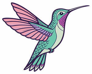 colorful hummingbird isolated on white background. Colorful Hummingbird Icon for AI and Nature-Themed Designs.