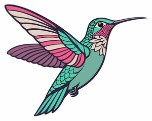 colorful hummingbird isolated on white background. Colorful Hummingbird Icon for AI and Nature-Themed Designs.