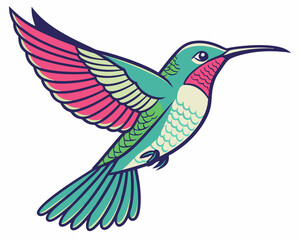 colorful hummingbird isolated on white background. Colorful Hummingbird Icon for AI and Nature-Themed Designs.