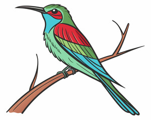 colorful hummingbird isolated on white background. Colorful Hummingbird Icon for AI and Nature-Themed Designs.