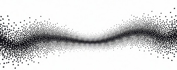 Abstract wave of black dots on white, halftone effect, black, vector