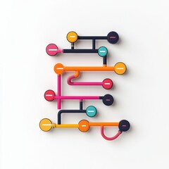 Obraz premium A vibrant, abstract arrangement of colorful lines and circles, creating an engaging visual design against a minimalist background.
