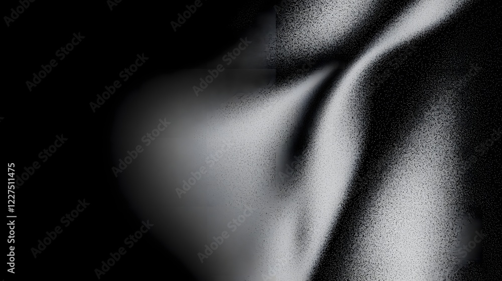 Fototapete Elegant monochrome abstract background with a deep black grainy gradient texture enhanced by soft white and gray noise effects creating a serene and sophisticated visual suitable for modern banner