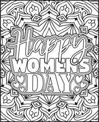 International Women's Day Quote Coloring Page. Happy Women's Day Motivational Quote Coloring Page.